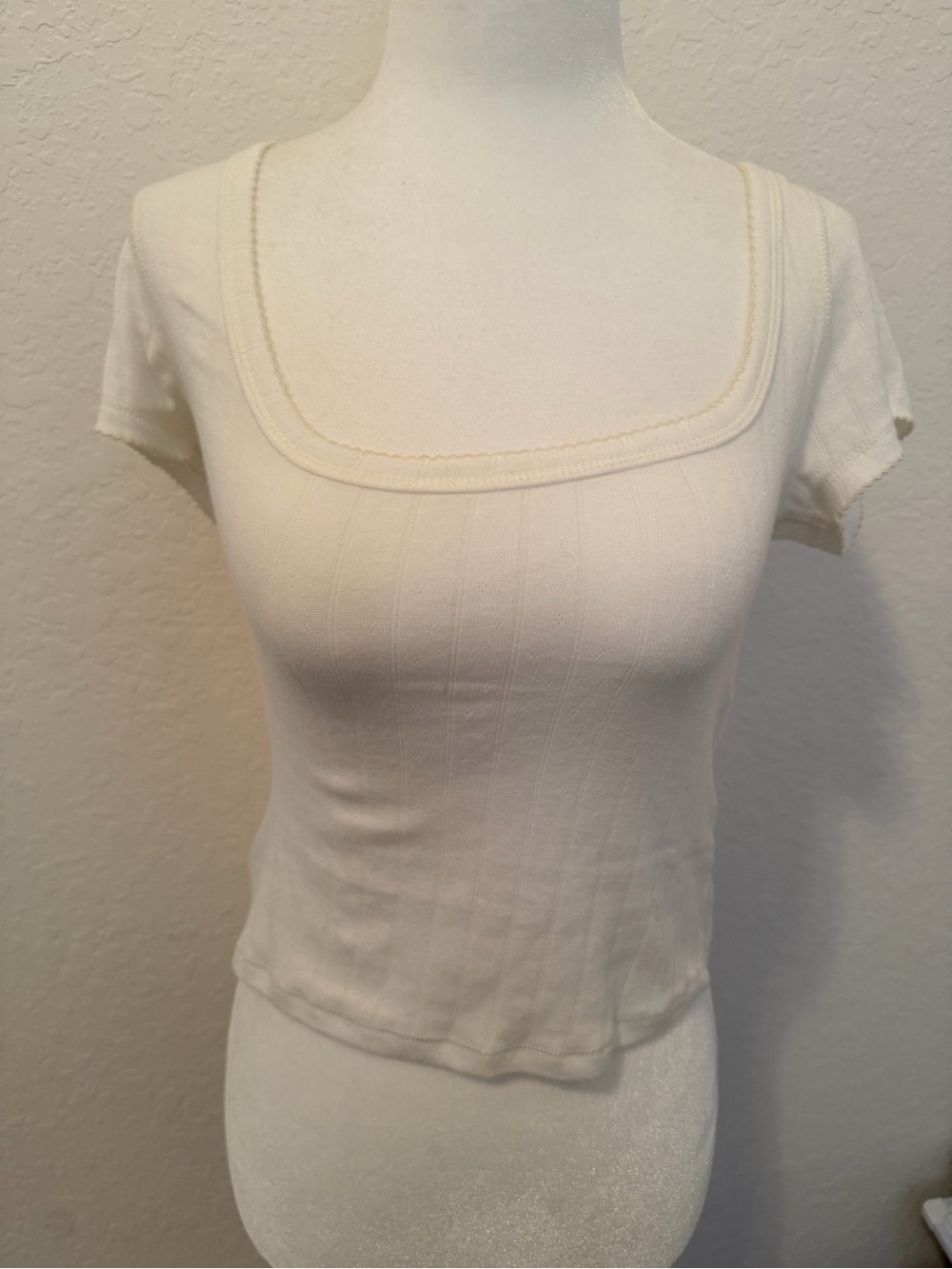 Free People Square Neck Short Sleeve Ribbed Top
